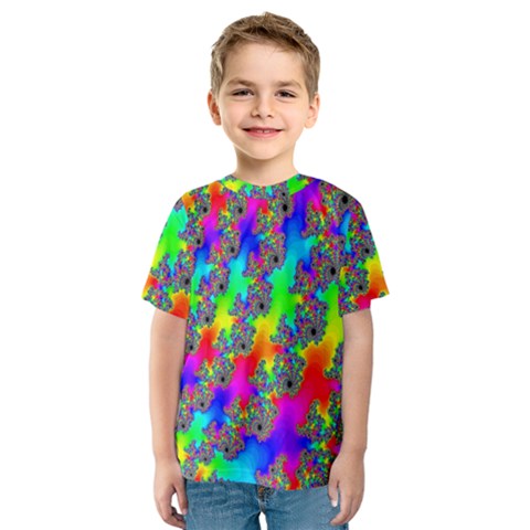 Digital Rainbow Fractal Kids  Sport Mesh Tee by Simbadda