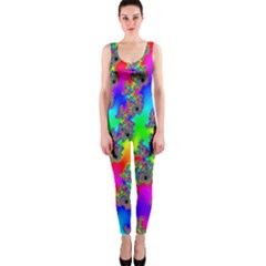 Digital Rainbow Fractal Onepiece Catsuit by Simbadda