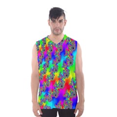 Digital Rainbow Fractal Men s Basketball Tank Top by Simbadda