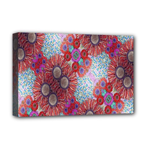 Floral Flower Wallpaper Created From Coloring Book Colorful Background Deluxe Canvas 18  X 12   by Simbadda