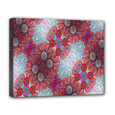 Floral Flower Wallpaper Created From Coloring Book Colorful Background Deluxe Canvas 20  X 16   by Simbadda