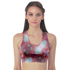 Floral Flower Wallpaper Created From Coloring Book Colorful Background Sports Bra by Simbadda