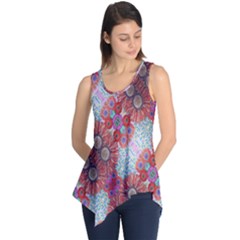 Floral Flower Wallpaper Created From Coloring Book Colorful Background Sleeveless Tunic by Simbadda