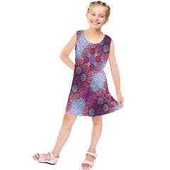 Floral Flower Wallpaper Created From Coloring Book Colorful Background Kids  Tunic Dress by Simbadda