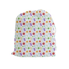 Decorative Spring Flower Pattern Drawstring Pouches (extra Large) by TastefulDesigns