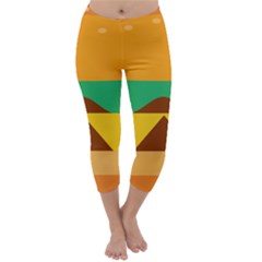 Hamburger Bread Food Cheese Capri Winter Leggings  by Simbadda