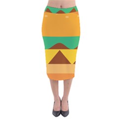 Hamburger Bread Food Cheese Velvet Midi Pencil Skirt by Simbadda