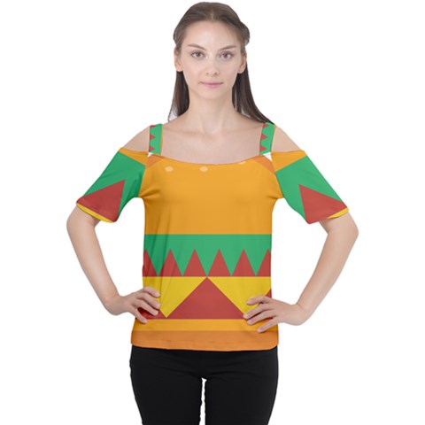 Burger Bread Food Cheese Vegetable Women s Cutout Shoulder Tee by Simbadda