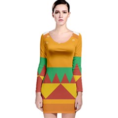 Burger Bread Food Cheese Vegetable Long Sleeve Velvet Bodycon Dress by Simbadda