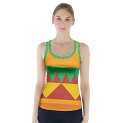 Burger Bread Food Cheese Vegetable Racer Back Sports Top by Simbadda