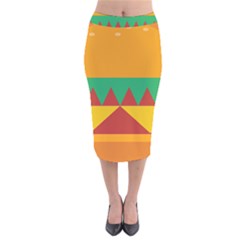 Burger Bread Food Cheese Vegetable Velvet Midi Pencil Skirt by Simbadda