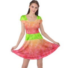 Colorful Abstract Triangles Pattern  Cap Sleeve Dresses by TastefulDesigns