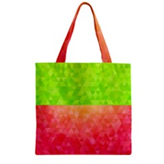 Colorful Abstract Triangles Pattern  Zipper Grocery Tote Bag