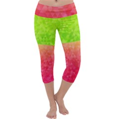 Colorful Abstract Triangles Pattern  Capri Yoga Leggings by TastefulDesigns