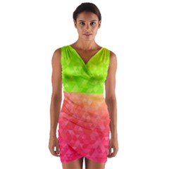 Colorful Abstract Triangles Pattern  Wrap Front Bodycon Dress by TastefulDesigns