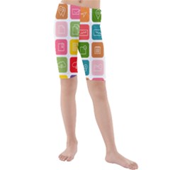 Icons Vector Kids  Mid Length Swim Shorts by Simbadda