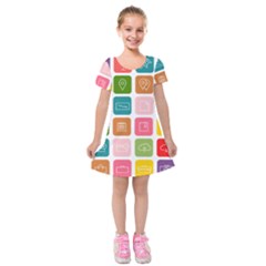 Icons Vector Kids  Short Sleeve Velvet Dress by Simbadda