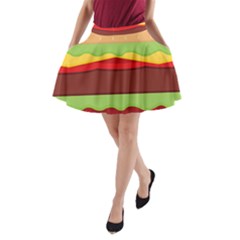 Vector Burger Time Background A-line Pocket Skirt by Simbadda