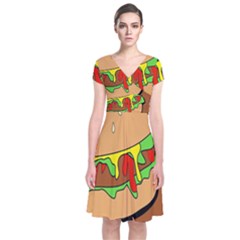 Burger Double Short Sleeve Front Wrap Dress by Simbadda