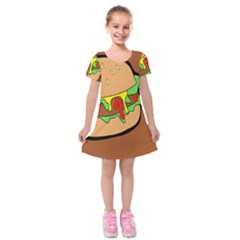 Burger Double Kids  Short Sleeve Velvet Dress by Simbadda