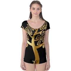 Abstract Art Floral Forest Boyleg Leotard  by Simbadda