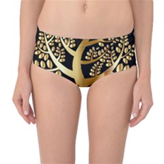 Abstract Art Floral Forest Mid-waist Bikini Bottoms by Simbadda