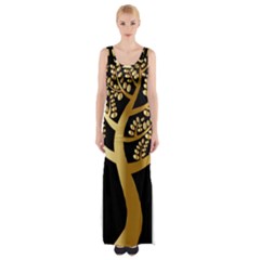 Abstract Art Floral Forest Maxi Thigh Split Dress by Simbadda