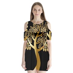 Abstract Art Floral Forest Shoulder Cutout Velvet  One Piece by Simbadda