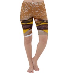 Cheeseburger On Sesame Seed Bun Cropped Leggings  by Simbadda