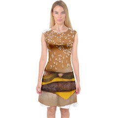 Cheeseburger On Sesame Seed Bun Capsleeve Midi Dress by Simbadda