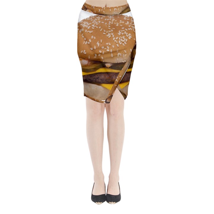 Cheeseburger On Sesame Seed Bun Midi Wrap Pencil Skirt