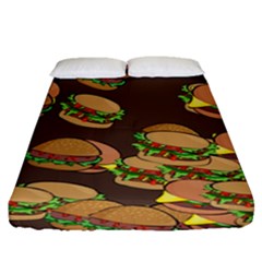 A Fun Cartoon Cheese Burger Tiling Pattern Fitted Sheet (queen Size) by Simbadda