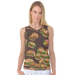 A Fun Cartoon Cheese Burger Tiling Pattern Women s Basketball Tank Top by Simbadda