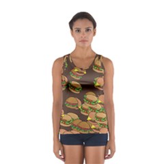 A Fun Cartoon Cheese Burger Tiling Pattern Women s Sport Tank Top  by Simbadda