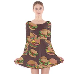 A Fun Cartoon Cheese Burger Tiling Pattern Long Sleeve Velvet Skater Dress by Simbadda