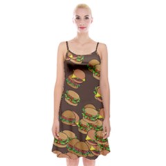 A Fun Cartoon Cheese Burger Tiling Pattern Spaghetti Strap Velvet Dress by Simbadda