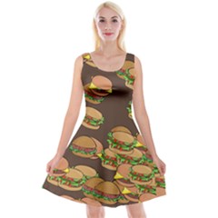 A Fun Cartoon Cheese Burger Tiling Pattern Reversible Velvet Sleeveless Dress by Simbadda