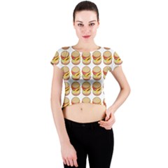 Hamburger Pattern Crew Neck Crop Top