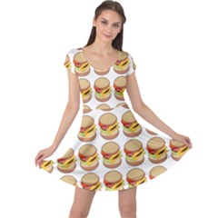 Hamburger Pattern Cap Sleeve Dresses