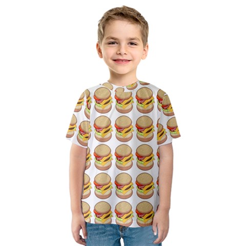 Hamburger Pattern Kids  Sport Mesh Tee by Simbadda