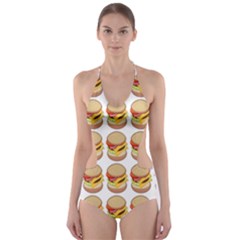 Hamburger Pattern Cut-Out One Piece Swimsuit