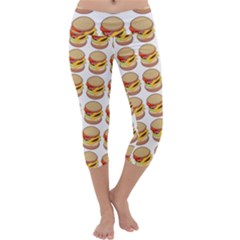 Hamburger Pattern Capri Yoga Leggings