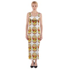 Hamburger Pattern Fitted Maxi Dress