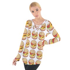 Hamburger Pattern Women s Tie Up Tee by Simbadda