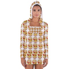 Hamburger Pattern Women s Long Sleeve Hooded T-shirt