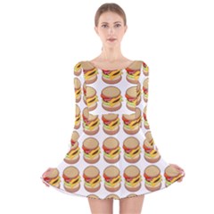 Hamburger Pattern Long Sleeve Velvet Skater Dress