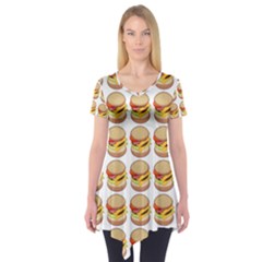 Hamburger Pattern Short Sleeve Tunic 