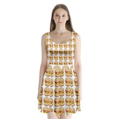 Hamburger Pattern Split Back Mini Dress 