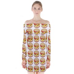 Hamburger Pattern Long Sleeve Off Shoulder Dress