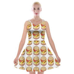 Hamburger Pattern Velvet Skater Dress